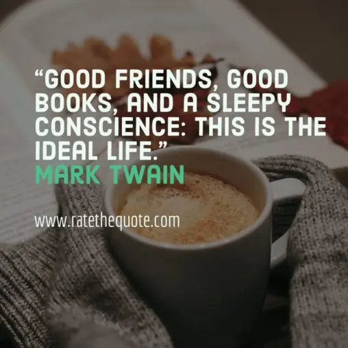 “Good friends, good books, and a sleepy conscience: this is the ideal life.” – Mark Twain
