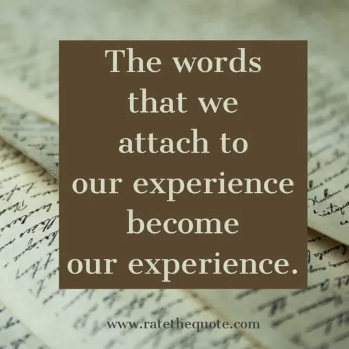 The words that we attach to our experience become our experience.