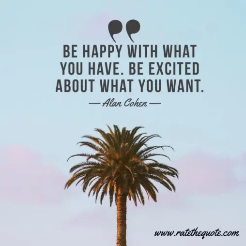 “Be happy with what you have. Be excited about what you want.” – Alan Cohen