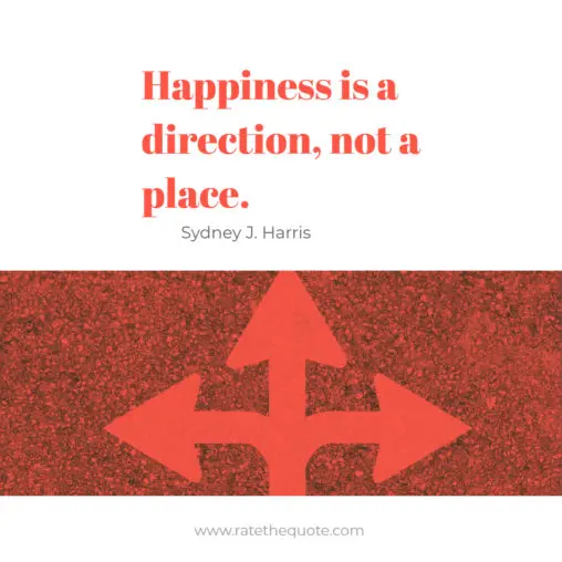 Happiness is a direction, not a place.— Sydney J. Harris