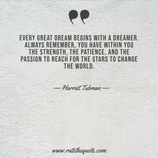 Every great dream begins with a dreamer. Always remember, you have within you the strength, the patience, and the passion to reach for the stars to change the world